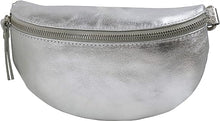 Charger l'image dans la galerie, Sac Banane Femmme en Cuir Porté Format Classique Ceinture et Poitrine Idéal Sport et Voyage Argent Irisé-Matéra