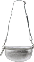 Charger l'image dans la galerie, Sac Banane Femmme en Cuir Porté Format Classique Ceinture et Poitrine Idéal Sport et Voyage Argent Irisé-Matéra