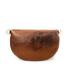 Charger l'image dans la galerie, Sac Banane Femme Bi-Matière Daim Côtelé Camel et Cuir Irisé Camel - Porté Ceinture et Poitrine, Idéal pour Sport et Voyage
