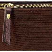 Charger l'image dans la galerie, Sac Banane Femme Bi-Matière Daim Côtelé Marron et Cuir Irisé Marron - Porté Ceinture et Poitrine, Parfait pour Sport et Voyage