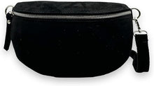 Charger l'image dans la galerie, Sac Banane En Cuir Façon Daim Homme et Femmme Format Classique Porté Ceinture et Poitrine Idéal Sport et Voyage Noir-Matéra