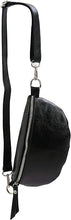 Charger l'image dans la galerie, Sac Banane Femmme en Cuir Porté Format Classique Ceinture et Poitrine Idéal Sport et Voyage Noir Irisé-Matéra