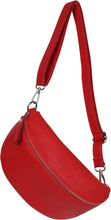 Charger l'image dans la galerie, Sac Banane En Cuir Grainé Homme et Femmme Format Classique Porté Ceinture et Poitrine Idéal Sport et Voyage Matéra-Rouge