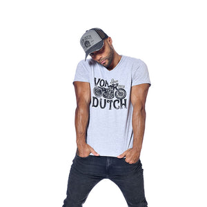 Tee Shirt Homme Von Dutch Col V Manches Courtes Motar/G-Gris