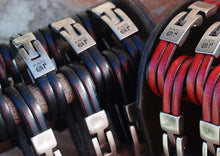 Charger l'image dans la galerie, Bracelet Mixte Punto Ar 69 en Cuir Plat - Style Élégant en Noir, Brun et Rouge