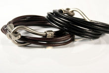 Charger l'image dans la galerie, BRACELET HOMME CUIR PUNTO AR NUEVO OVALE - Double Tour Élégant, Noir et Brun