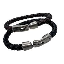 Charger l'image dans la galerie, Bracelet Homme Cuir Tressé Punto Ar 300 - Élégance et Raffinement en Noir et Brun