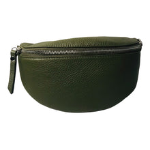 Charger l'image dans la galerie, Sac Banane En Cuir Grainé Homme et Femmme Format Classique Porté Ceinture et Poitrine Idéal Sport et Voyage Matéra-Kaki