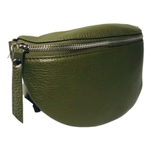 Charger l'image dans la galerie, Sac Banane En Cuir Grainé Homme et Femmme Format Classique Porté Ceinture et Poitrine Idéal Sport et Voyage Matéra-Kaki