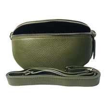 Charger l'image dans la galerie, Sac Banane En Cuir Grainé Homme et Femmme Format Classique Porté Ceinture et Poitrine Idéal Sport et Voyage Matéra-Kaki