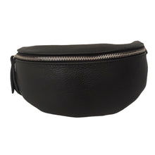 Charger l'image dans la galerie, Sac Banane En Cuir Grainé Homme et Femmme Format Classique Porté Ceinture et Poitrine Idéal Sport et Voyage Matéra-Noir