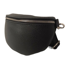 Charger l'image dans la galerie, Sac Banane En Cuir Grainé Homme et Femmme Format Classique Porté Ceinture et Poitrine Idéal Sport et Voyage Matéra-Noir