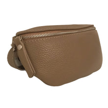 Charger l'image dans la galerie, Sac Banane En Cuir Grainé Homme et Femmme Format Classique Porté Ceinture et Poitrine Idéal Sport et Voyage Matéra-Taupe