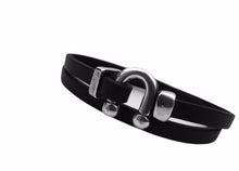 Charger l'image dans la galerie, Bracelet Femme Cuir Plat Double Tours avec Fermoir Plaqué Argent - Beja, Style Élégant et Moderne