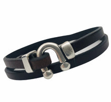 Charger l'image dans la galerie, Bracelet Femme Cuir Plat Double Tours avec Fermoir Plaqué Argent - Beja, Style Élégant et Moderne