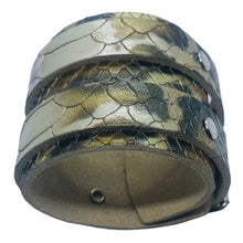 Charger l'image dans la galerie, Bracelet de Force en Cuir Véritable Effet Python - Double Lanières et Confort, Parfait pour le Travail et le Style