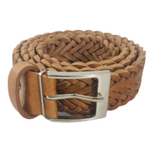Charger l'image dans la galerie, Ceinture Homme en Cuir Véritable Tressé - Marron Clair, Camel - Élégance et Durabilité - CTR2006