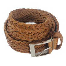 Charger l'image dans la galerie, Ceinture Homme en Cuir Véritable Tressé - Marron Clair, Camel - Élégance et Durabilité - CTR2006