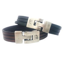 Charger l'image dans la galerie, Bracelet Unisexe en Cuir Plat Punto Ar 37 - Noir, Brun, Rouge - Élégance et Originalité
