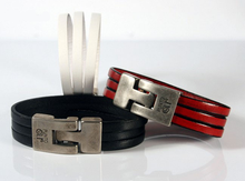 Charger l'image dans la galerie, Bracelet Unisexe en Cuir Plat Punto Ar 37 - Noir, Brun, Rouge - Élégance et Originalité