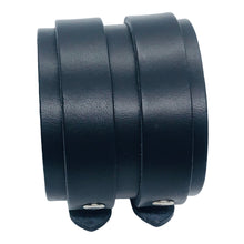 Charger l'image dans la galerie, Bracelet de Force en Cuir Noir Véritable - Double Lanières pour Homme et Femme, Style et Soutien - Maia