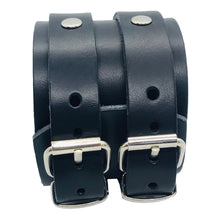 Charger l'image dans la galerie, Bracelet de Force en Cuir Noir Véritable - Double Lanières pour Homme et Femme, Style et Soutien - Maia