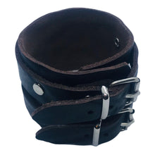 Charger l'image dans la galerie, Bracelet de Force en Cuir Véritable Double Lanières Marron Foncé - Confort et Robustesse - MATOSINHOS