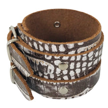 Charger l'image dans la galerie, Bracelet de Force ODIVELAS en Cuir Véritable Style Croco Marron - Confort et Résistance