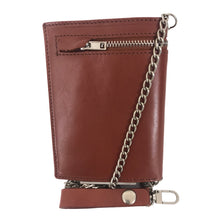 Charger l'image dans la galerie, Portefeuille en Cuir de Vachette avec Chaîne - Style Spirit R6549 Marron