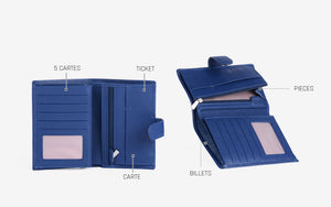 Portefeuille en Cuir de Vachette Bleu ZEVENTO-2125 - Élégance et Sécurité avec RFID