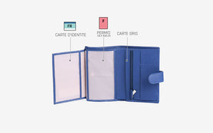 Portefeuille en Cuir de Vachette Bleu ZEVENTO-2125 - Élégance et Sécurité avec RFID