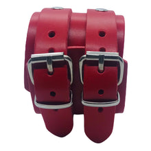Charger l'image dans la galerie, Bracelet de Force en Cuir Véritable Double Lanières Rouge-Viana - Confort et Style