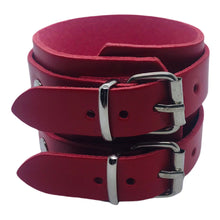 Charger l&#39;image dans la galerie, Bracelet de Force en Cuir Véritable Double Lanières Rouge-Viana - Confort et Style
