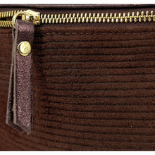 Charger l&#39;image dans la galerie, Sac Banane Femme Bi-Matière Daim Côtelé Marron et Cuir Irisé Marron - Porté Ceinture et Poitrine, Parfait pour Sport et Voyage
