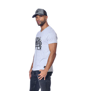 Tee Shirt Homme Von Dutch Col V Manches Courtes Motar/G-Gris