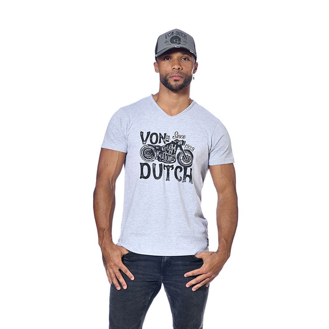 Tee Shirt Homme Von Dutch Col V Manches Courtes Motar/G-Gris