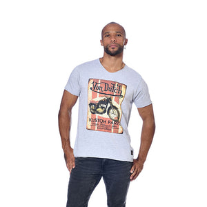 Tee Shirt Homme Von Dutch Col V Manches Courtes Parts-Gris