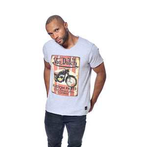 Tee Shirt Homme Von Dutch Col V Manches Courtes Parts-Gris