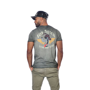 Tee Shirt Homme Von Dutch Col V Manches Courtes Wolf/K-Kaki