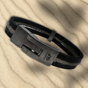 Bracelet Mixte en Cuir et Chanvre Punto Ar 115 - Élégance Naturelle et Design Moderne