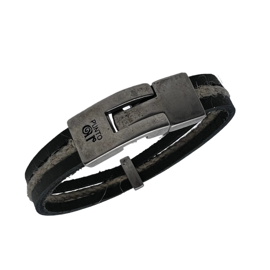 Bracelet Homme et Femme Cuir et Chanvre Punto Ar 115