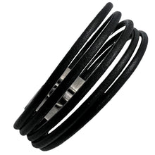 Charger l&#39;image dans la galerie, Bracelet Homme Cuir Rond Punto Ar 14 - Élégance Masculine en Noir et Brun Foncé
