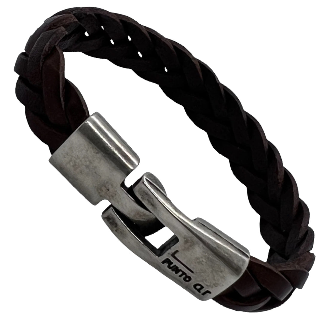 Bracelet Homme Cuir Tressé Punto Ar 44 - Élégance et Robustesse en Noir et Brun