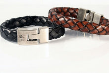Charger l&#39;image dans la galerie, BRACELET HOMME CUIR TRESSE PUNTO AR CHOCOLATE

