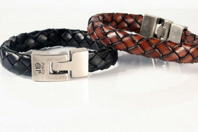 BRACELET HOMME CUIR TRESSE PUNTO AR CHOCOLATE