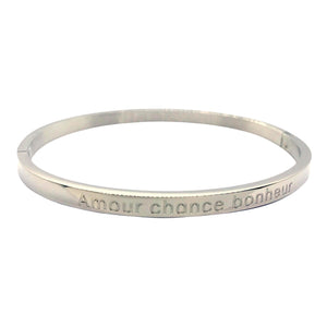 BRACELET MESSAGE argenté "Amour chance bonheur"
