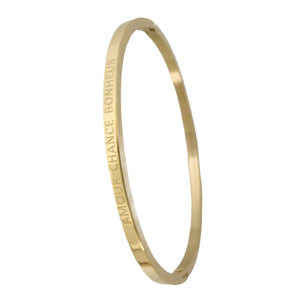 BRACELET MESSAGE doré  "Amour Chance Bonheur"
