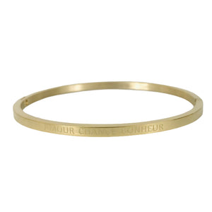 BRACELET MESSAGE doré  "Amour Chance Bonheur"