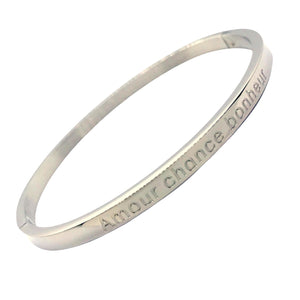 BRACELET MESSAGE argenté "Amour chance bonheur"