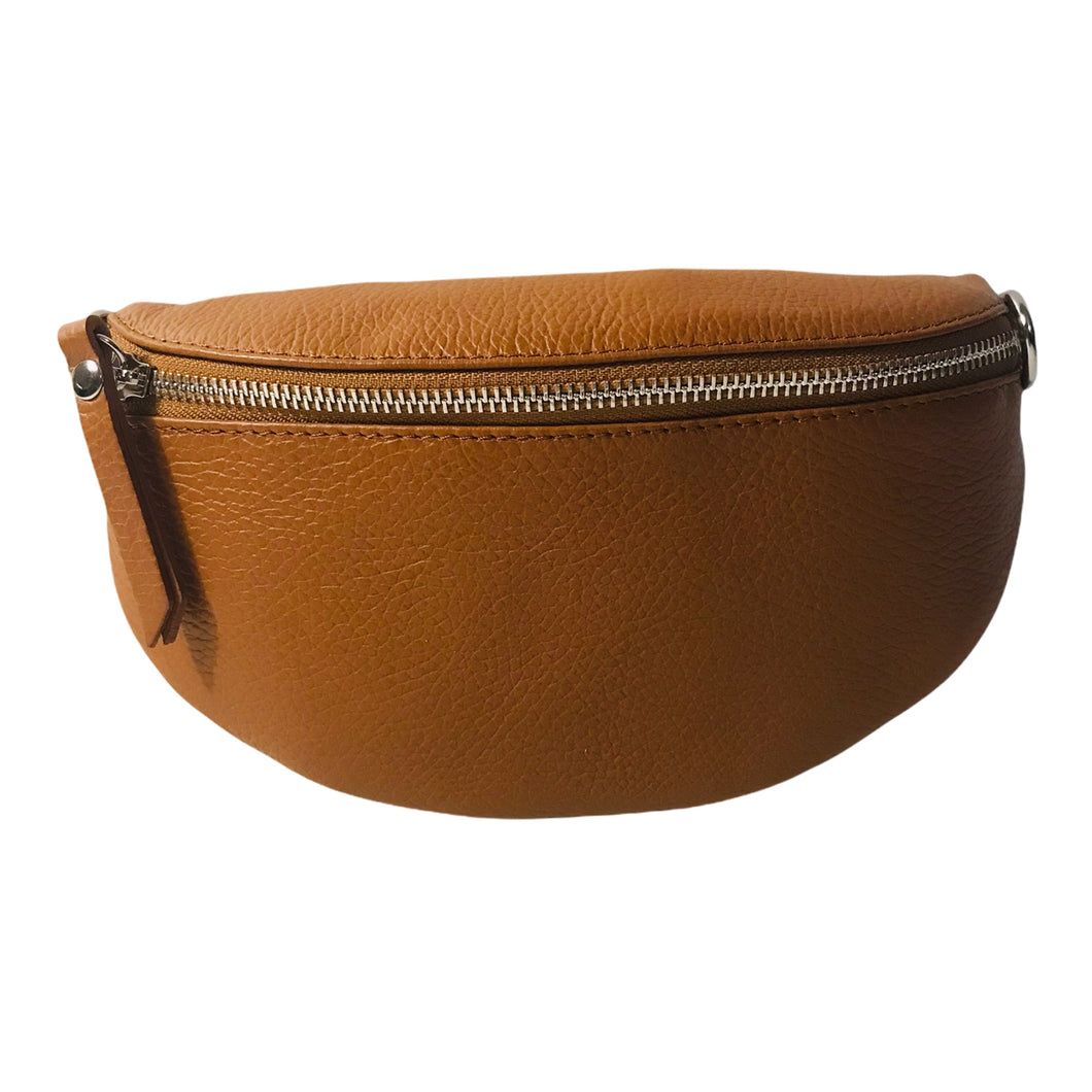 Sac Banane En Cuir Grainé Homme et Femmme Format Classique Porté Ceinture et Poitrine Idéal Sport et Voyage Matéra-Camel